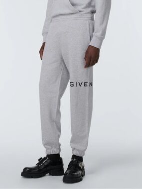Givenchy Archetype Grey Cotton Jersey Logo Sweatpants Size XXL